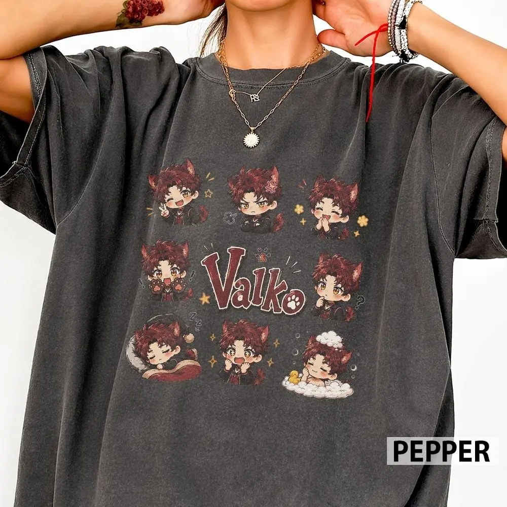 Valko Chibi Sticker Shirt, Love And Deepspace Graphic Tee, Cute Anime Gamer Fan Art Gift, LADS Meme Tee, Comfort Colors Shirt