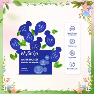 MySmile Concentrated Mouthwash for Water Flosser, Travel Mouth Wash Portable Packets, Care Oral Rinse, Alcohol & Fluoride Free(30 Uses, 0.06 fl oz) Mint Storage