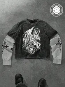 Y2K Cyberpunk Graphic Tee, Fitted Short Sleeve Design, Soft Breathable Cotton Fabric, Ideal for Daily Wear & Music Festivals