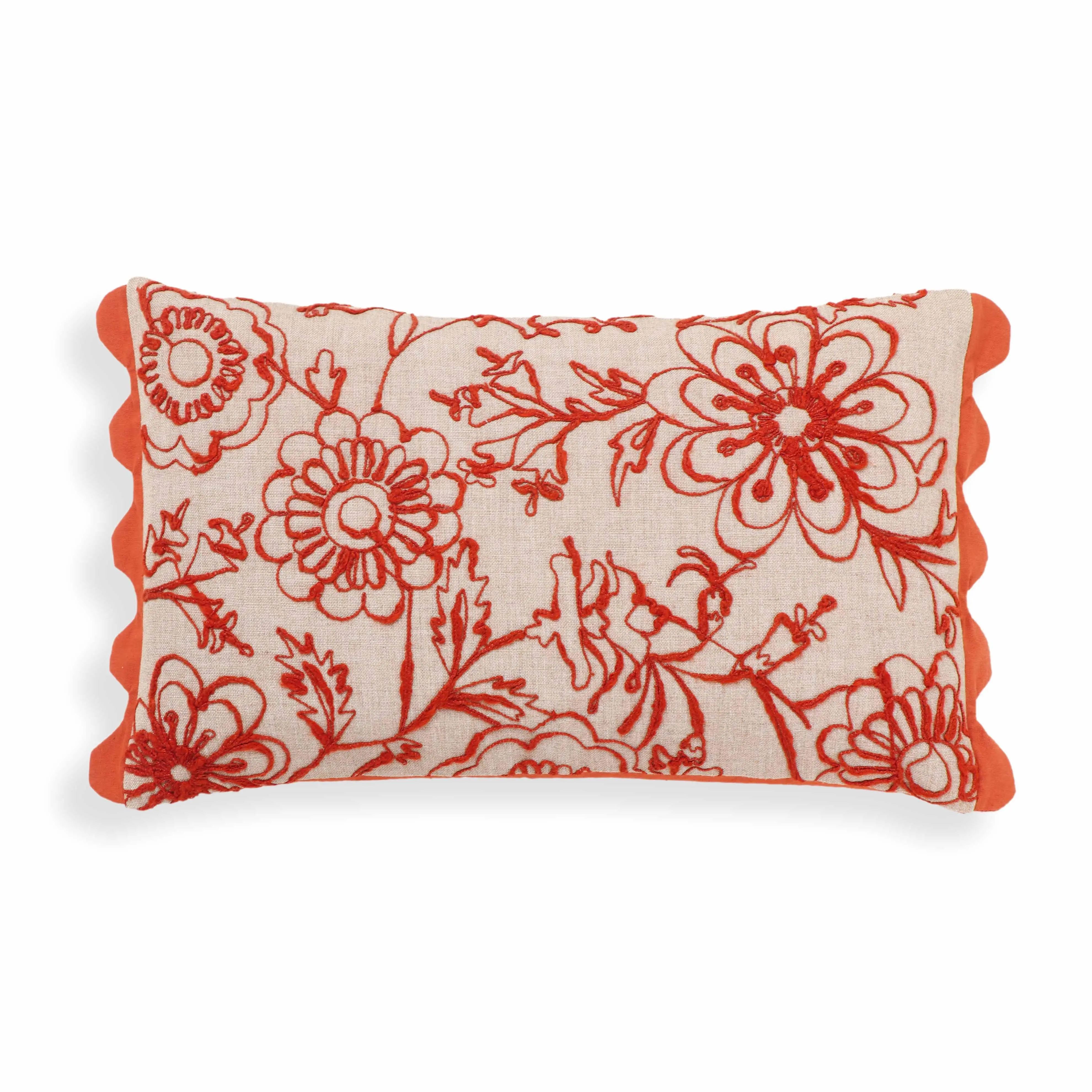 Portia 20"X12" Embroidered Cotton Flex Throw Pillow Cover