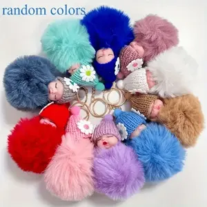 10pcs Plush Sleeping Doll Keychain Set, Cute Wool Hat Design, Cute Charms Keychain, Keychain For Bags, Perfect Gift for Christmas, Valentine’s Day & More!