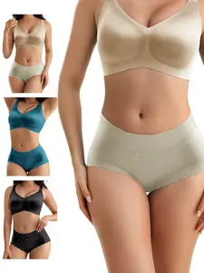QUASTI 1Set Elegant shaping and smooth bra and panties, seamless bra, stable support, semi-fixed cups, adjustable shoulder straps and clasps, ultra-soft and skin-friendly panties, highly elastic and breathable, sizes S-XXL.