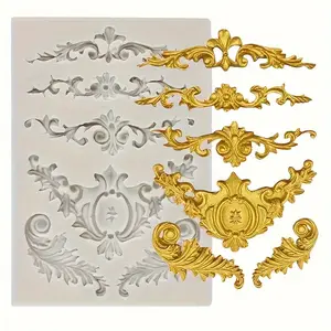 Baroque Scroll Feather Crown Silicone Mold for Crafting and Decorating, 1pc