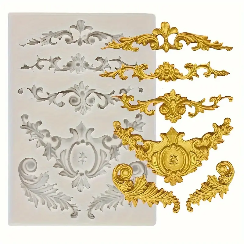Baroque Scroll Feather Crown Silicone Mold for Crafting, Handicraft, Handmade Crafts and Decorating, 1pc