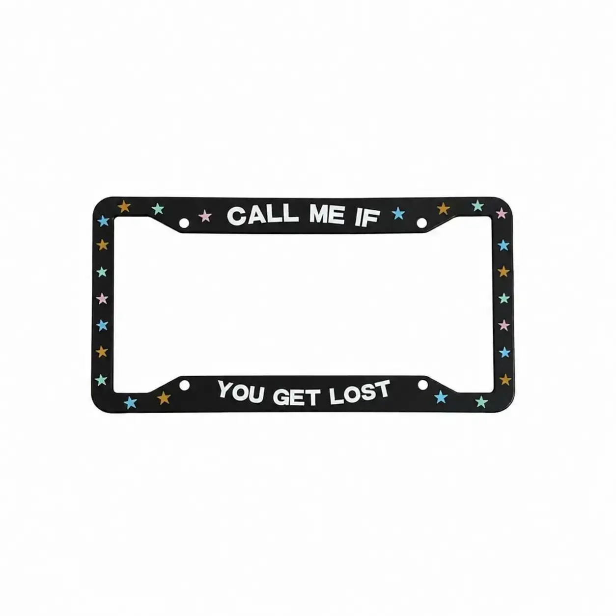 Black CMIFYGL License Plate Frame - Call Me If You Get Lost Design with Star Accents for Car Accessories