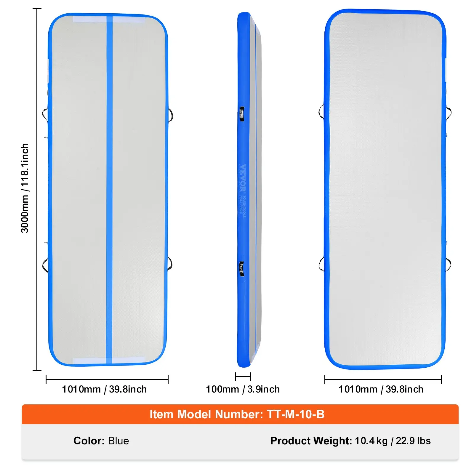 Mat - 10 ft x 3.3 ft x 4 in - Blue