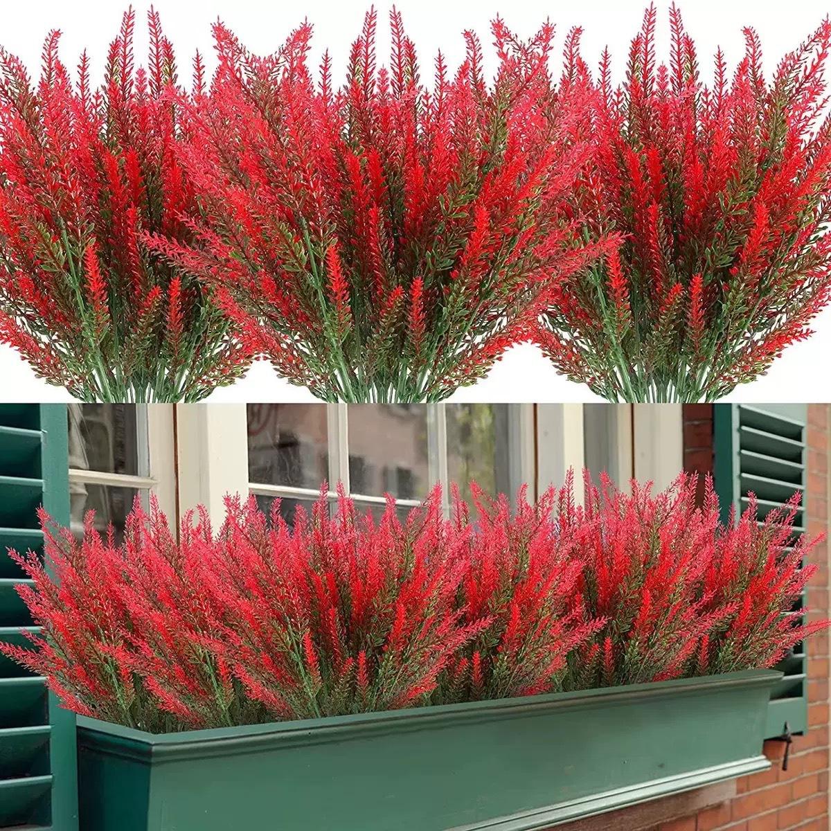 12-Piece Realistic Artificial Lavender Flowers UV-Resistant Weather-Resistant for Indoor Outdoor Decoration Lifelike Simulated Plants