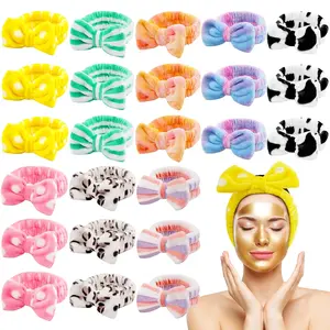 24 count  Headband Bulk for Teens Women Girls, Makeup Headband Bulk Flannel Bow Hairband for Wash  Skincare, Easter Basket Stuffers, Stocking Stuffers, Slumber Bachelorette Party Favors