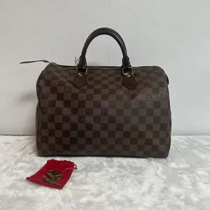 Pre-owned Louis Vuitton Speedy 30 Damier Ebene Canvas Top Zip Handbag Auth X340 26.05.06