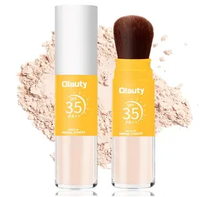 Mineral Powder Sunscreen for Face & Scalp, SPF 35,Beach Essentials,Brush on Sunscreen Setting Powder,Oil Control Hair Sunscreen Face Powder Travel Size,Lasting Lightweight Breathable (#01 Translucent)