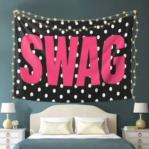 [JIT] "Polka Dot SWAG" Printed Tapestry, Lightweight And Durable, Is Perfect For Living Room, Bedroom, Office Decoration, Live Party Wall Art, And An Ideal Gift For Festivals. It's An Interesting And Bold Wall Vintage Heated Rivalry Flag