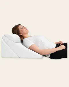 LX6 3-Piece Compact Support for Reading, Rest & Leg Elevation, Wedge Pillow Set, Pebble White