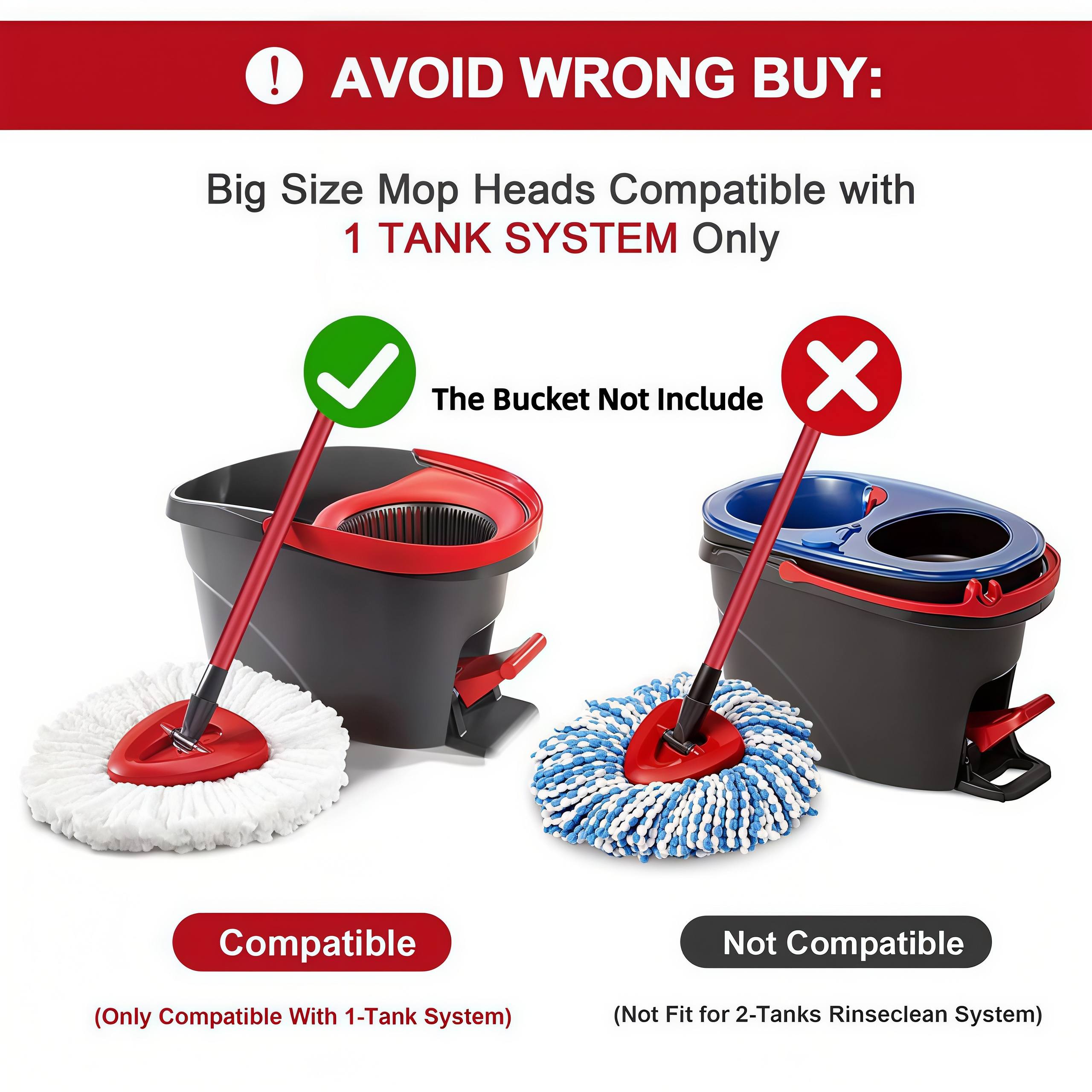 Sky Lab Microfiber Mop Head Replacements Compatible with O-Cedar EasyWring 1-Tank Spin Mop System – Easy-Clean Refill Heads for Kitchen & Home Floors Cleaning