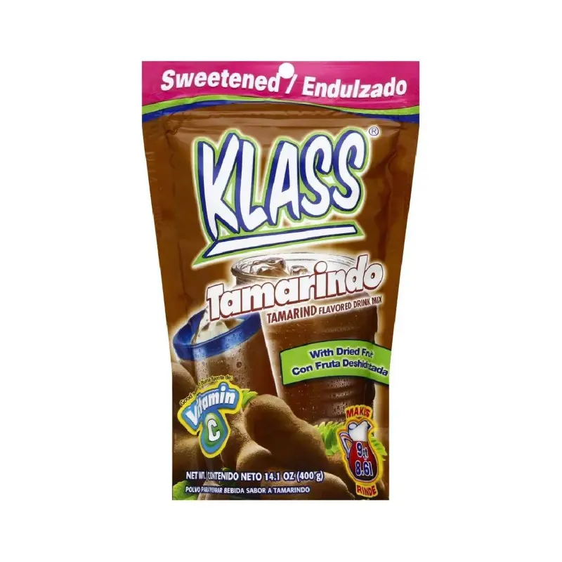 18x Klass Powder Tamarindo - Instant Drink Mix Water Enhancer Flavoring Mexican Beverage Jugo Refresco Natural Refreshing Summer Party Supplies Agua Fresca Packets Gourmet Sachet Packet Kitchen Pantry Stocking 14.1oz 18ct Bulk Lot Bundle 14.01
