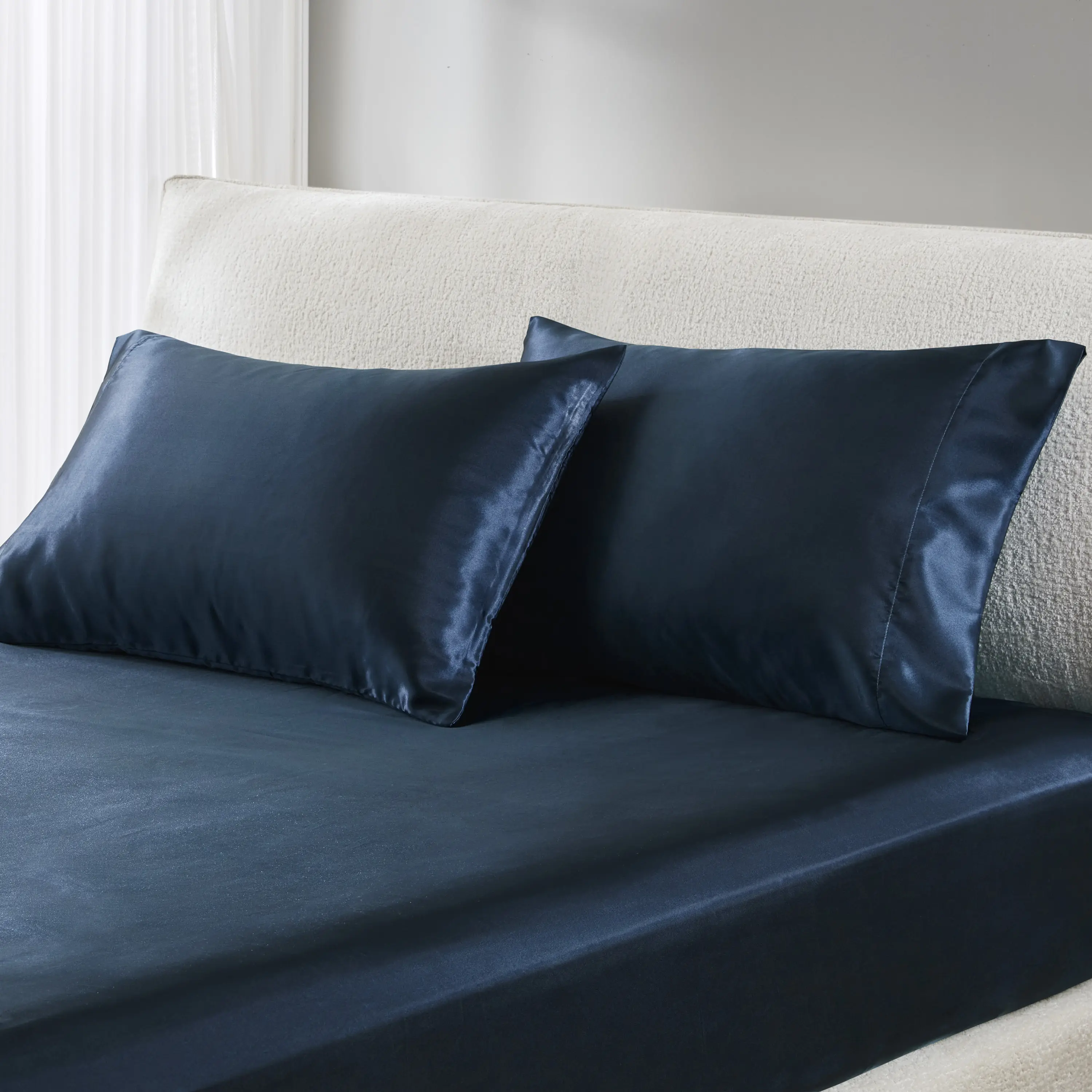Madison Park 2-PC Standard Satin Pillowcases Set - Luxury, Wrinkle-Free, High-Luster, Skin-Friendly Polyester Bedding, Solid Color, OEKO-TEX Certified, Helps Tame Frizz, Machine Washable, Sun-Dry or Low Tumble Dry