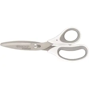 Westcott 8.5" Power Pivot Titanium Bonded Soft Handle High-Leverage Crafting and Fabric Scissors, White (00508)