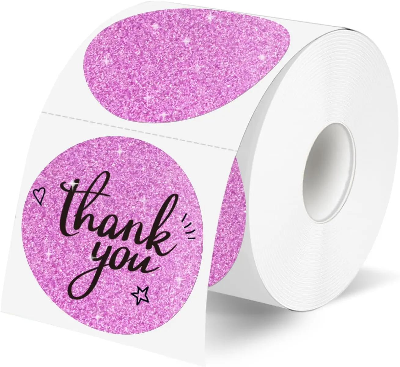STARBOLING 2" Glitter Finish Round Shape Direct Thermal Label Stickers, Self-Adhesive Sparkling Look Labels for Gift Wrapping, Custom Logo Design Office Supplies (Glitter Pink)