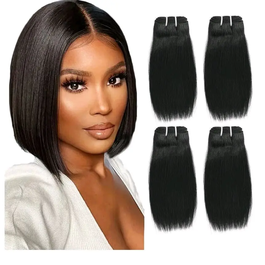 8 inch short human hair bundles 10A Brazilian Straight Virgin Hair 100% Unprocessed Straight Human Hair Bundles 4 packs 50g/Pc Natural color (8"8"8"8")