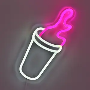 1pc Glowing Dripping Juice Cup Neon Light Sign - LED Wall-Mounted Spilled Juice Splash Lamp with On/Off Switch,  Drip Effect Room, Bar, Cafe, Kitchen, Led Night Light