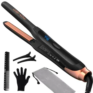 DSHOW Pencil Flat Iron, 3/10" Small Flat Iron for Short Hair, Pixie Cut and Bangs, Ceramic Tourmaline Mini Hair Straightener for Edges