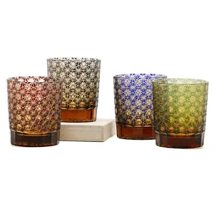 JINZHI Edo Kiriko Hand Carved Drinking Glass Tumbler Amber Black Whisky Glasses for Hotel Home Drinkware with Gift Box Cocktail Glasses