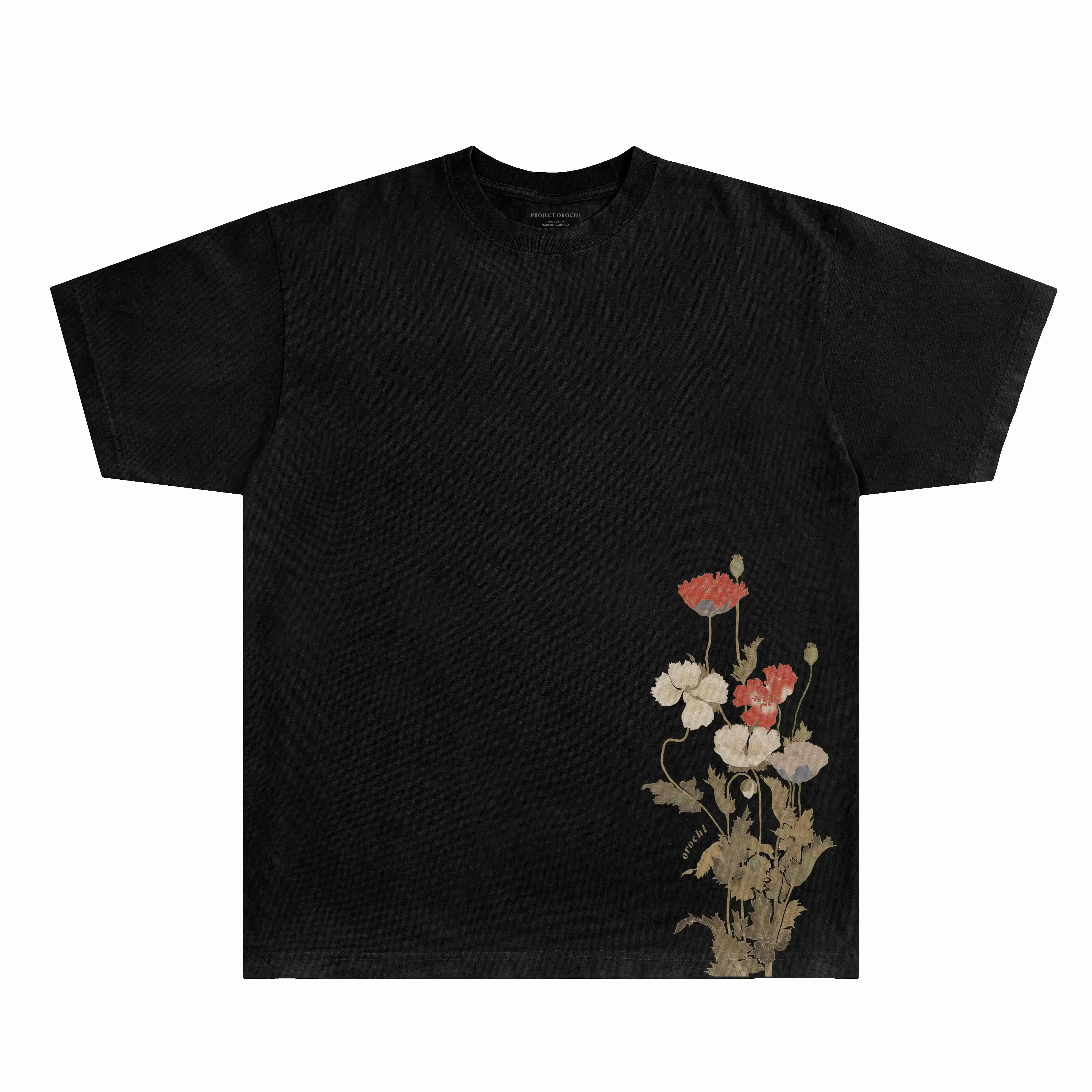 Poppy Tee - Black | Menswear Streetwear Soft Cotton Short Sleeve Soft Tee for Men Inspired by Japanese
