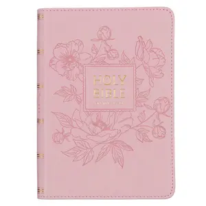 KJV Holy Bible, Compact Large Print Faux Leather Red Letter Edition - Ribbon Marker, King James Version, Pink