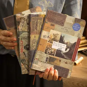 Vintage Style Lined Notebook, 1 Count Nostalgic Illustration Lined Diary, Student Stationery, Must-have Stationery Gift for Back to School