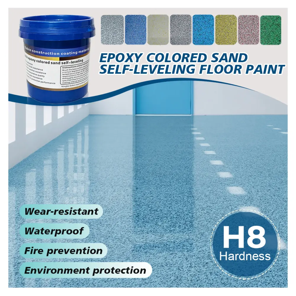 Epoxy Colored Sand Flooring Paint Coating - Glossy, Weatherproof, Waterproof for Balconies, Patio, Basement, 1.12-3 gal Coverage for 26-70 sq ft Small-Scale Repairs, 1 Year Durability Guarantee