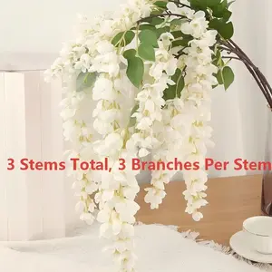 3 Pack Artificial Wisteria Hanging Garland Flower String Artificial Hanging Flowers