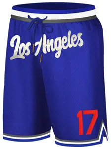 Men's Letter & Number Embroidery Zipper Straight Leg Shorts, Casual Breathable Quick Drying Drawstring Waist Shorts, Men's Bottoms for All Seasons