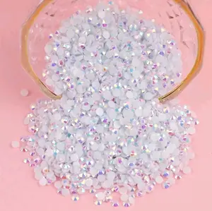 5MM 500pcs/Bag Jelly AB Round Resin Non Hotfix Rhinestones Flat Back/Plastic Glue On Crystal Nail Gems Strass Glitters Flatback For Nail Art/Clothing Dress/Crafts/Cups/Bag Decoration Beads Accessories