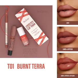 Extreme Pout Lip Trio Set, Hydrating Lip Gloss + Matte Lipstick + Smooth Lip Liner 3PCS Lip Makeup Kit, Long Lasting High Pigmented, For Daily Makeup & Gift