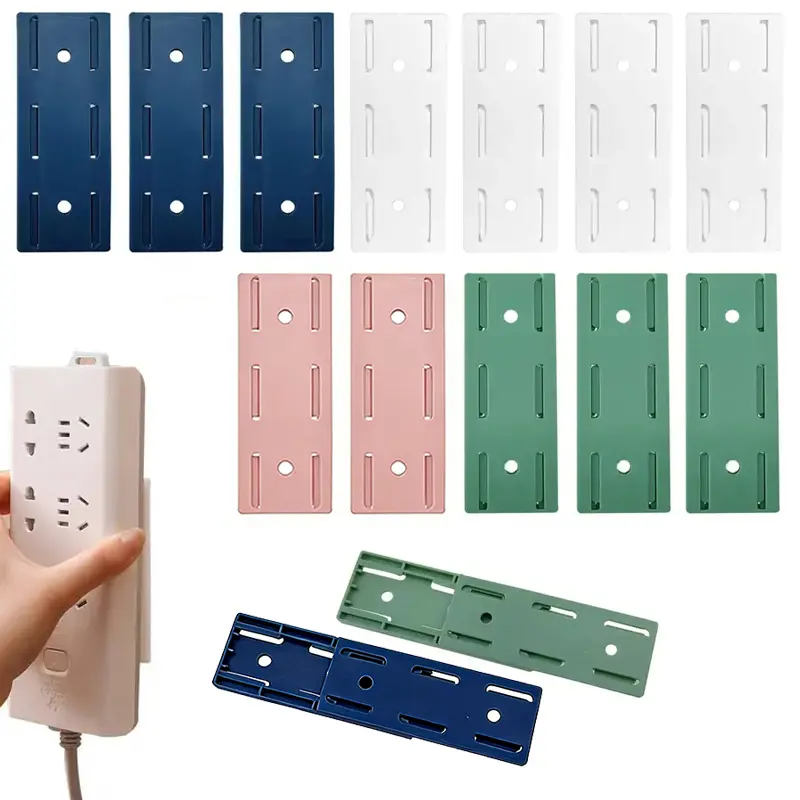 14-Pack Colorful Self-Adhesive Punch-Free Universal Socket Holder with Cable Management, Mountable Quick-Release No-Residue Wall/Desktop Mount, 3kg Load-Bearing Fixer for Adapters, Power Strips