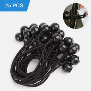 25 pcs 6" / 9" Black Ball Bungee Bungie Cord Heavy Duty Canopy Tarp Tie Downs