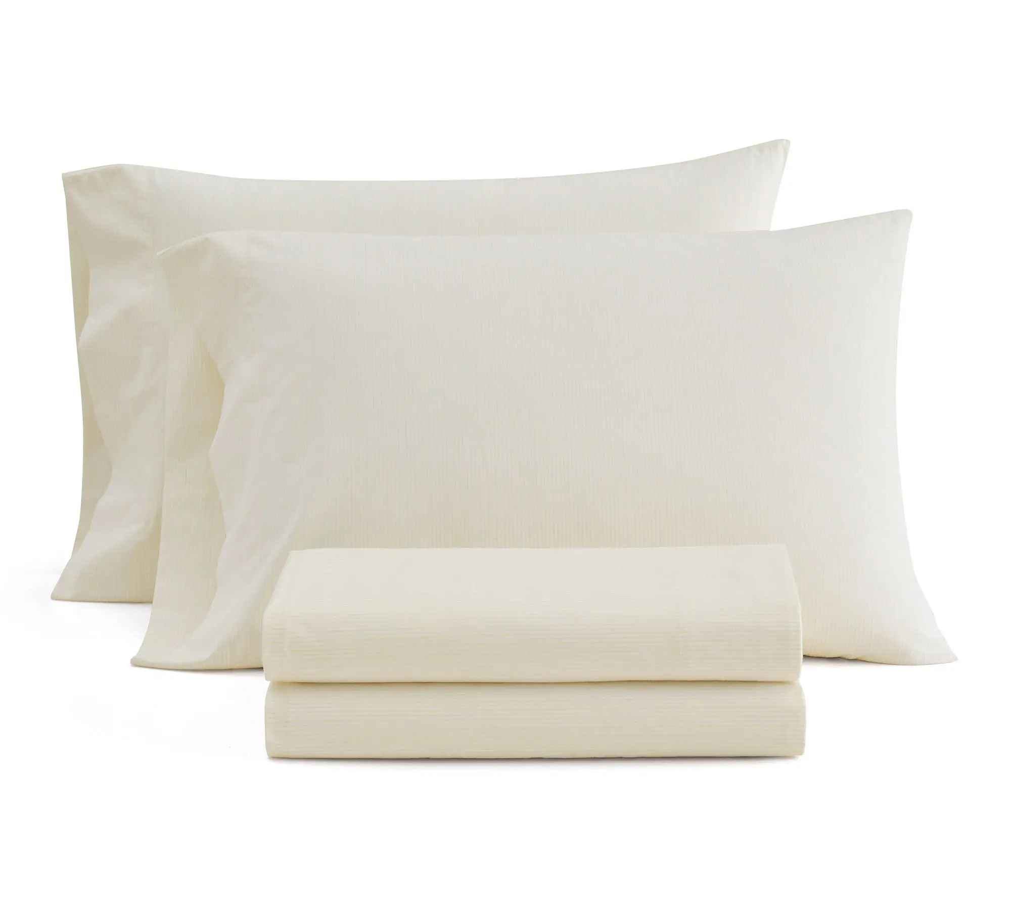 Martha Stewart Stripe White/Buttercup Cotton Twin Sheet Set
