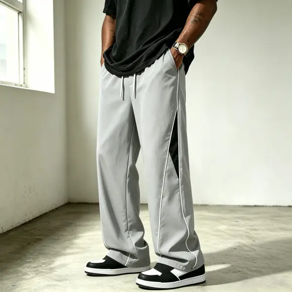 Men's Sporty Chic Athletic Fit Full-Length Leg Covering Pants - Loose, Contrasting Side Stripes, Breathable Drawstring, Machine Washable Pants for Athletes, Suitable for Everyday Wear & Sports, Ideal Gift for Boyfriends, Athletic Fit Men's Pants