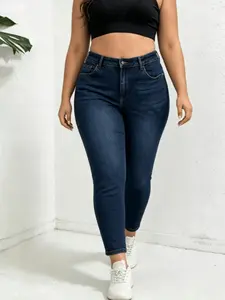 Elegant High Waist Long Skinny Denim Jeans for Women, Womenswear, Versatile Four Seasons Wear, Slimming Fit, Stylish Chic Casual Pants, Trouser, Basic, Denim Skinnies, Wash Jeans WH54 BBL