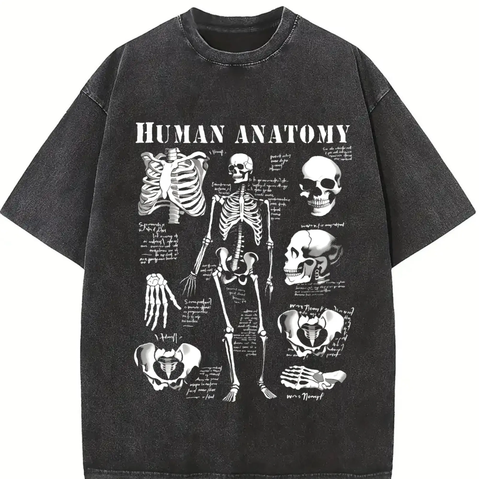 Vintage Anatomy Chart T-Shirt, Unisex Casual Streetwear Top in Soft Cotton with a Round Neck and Short Sleeves, Shortsleeve, Tshirt, Anatomy Print, Loose Fit