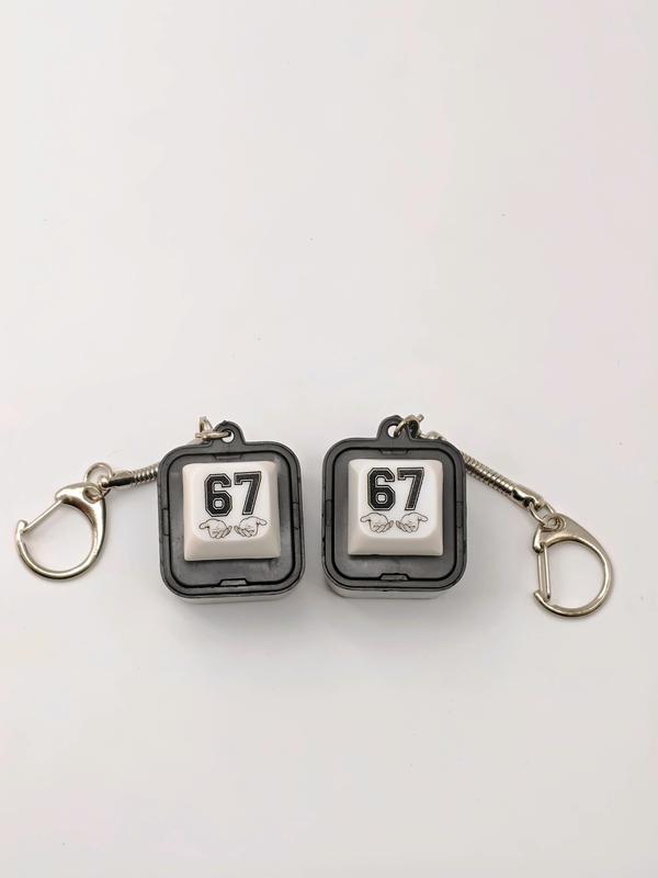 67 Sound Button Keychain Desk Rechargeable Everyday Carry Toy, Light-Up Rechargeable Collectible, IYKYK kid Gift