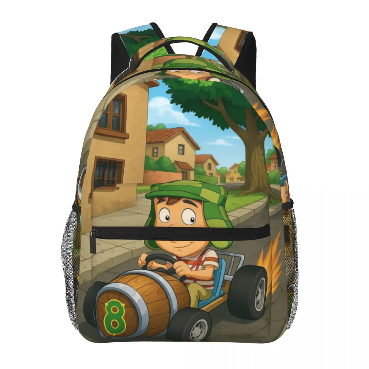El Chavo Del Ocho Kart Racing Kids Backpack, Full-Print Large-Capacity School Bag, Lightweight Laptop Daypack for Kids Teens, Casual Travel Bookbag