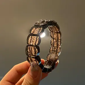 Natural Raw Cintamani Saffordite Tektite bangle Bracelet, wishing stone, Saffordite Tektites, Arizona Tektitest Rectangle beads