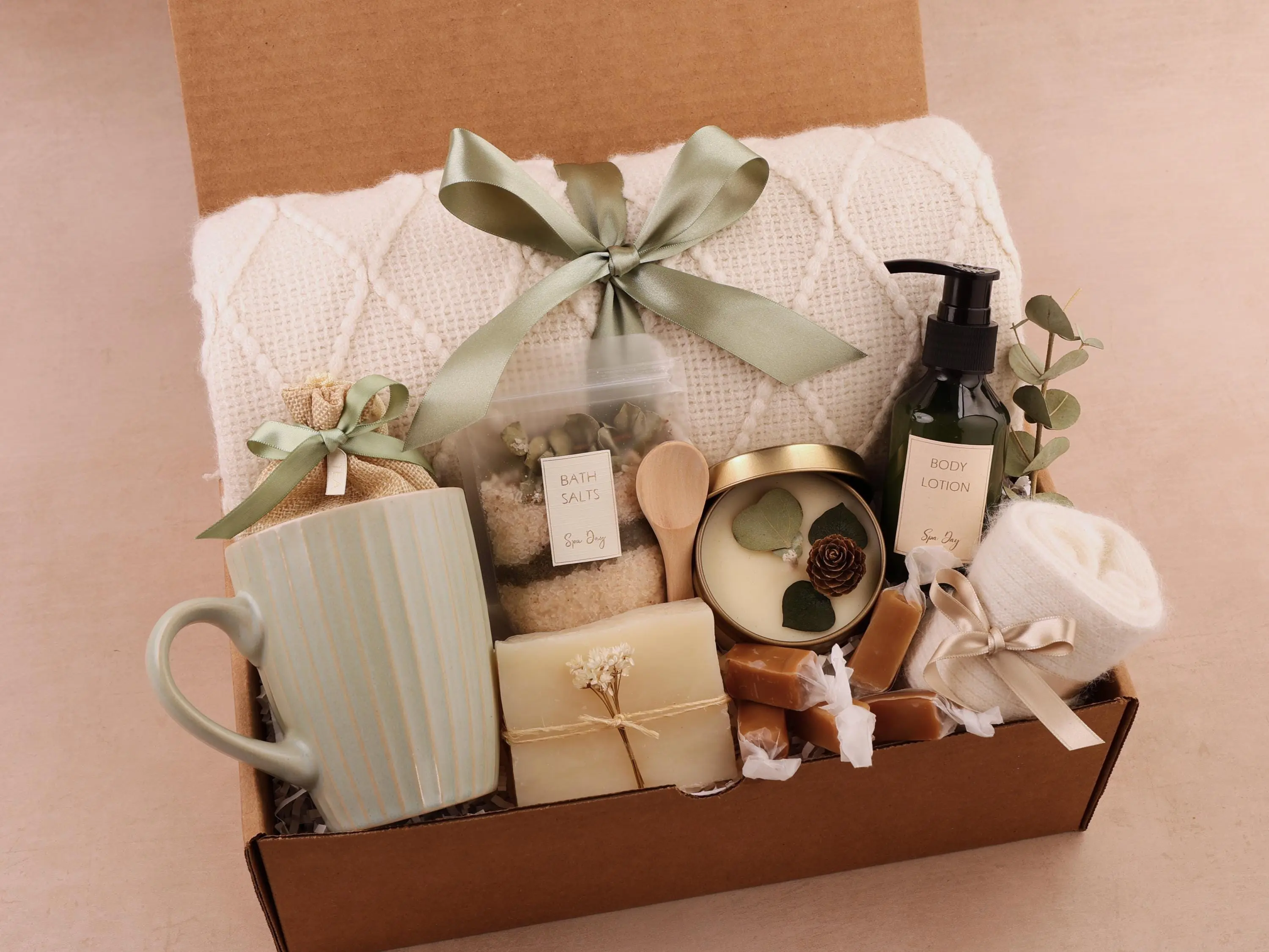 HOT Hygge Gift Box with Blanket, Encouragement gift, Thank You, Sending a hug, Thinking of you, Sympathy gift Basket, Bereavement