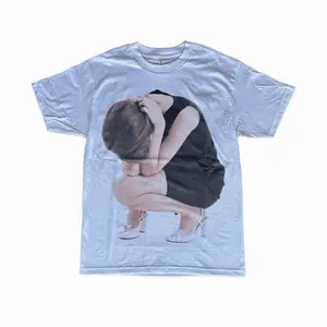 Unisex Casual Round Neck Short-Sleeve Streetwear Graphic Top - 100% Cotton Girl In Anguish Tee, Smooth Wear, S-XL Sizes