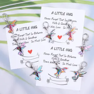 Charm hummingbird keychain accessory, Fashionable alloy keychain, Cute keychain, comes with inspiring cards, comfort cards, suitable for families, schools, hospitals, companies, used as encouraging gifts for farewells, departures, etc.