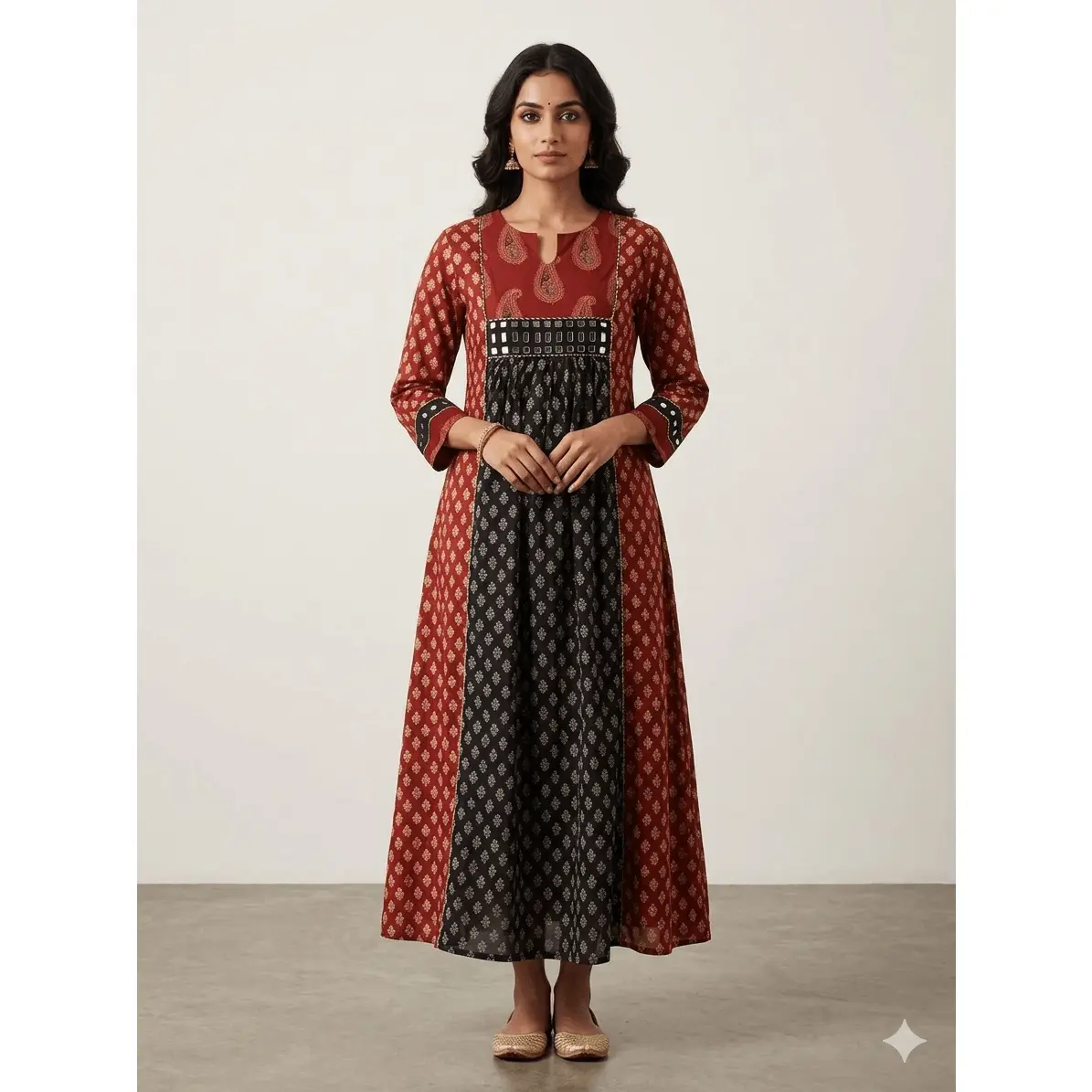 Cotton Ajrakh A-line Kurti