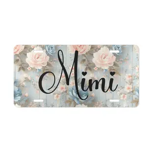 Mimi Floral Vanity License Plate, Personalized Car Tag, Custom Front Plate, Gift for Her, Cute License Plate Design