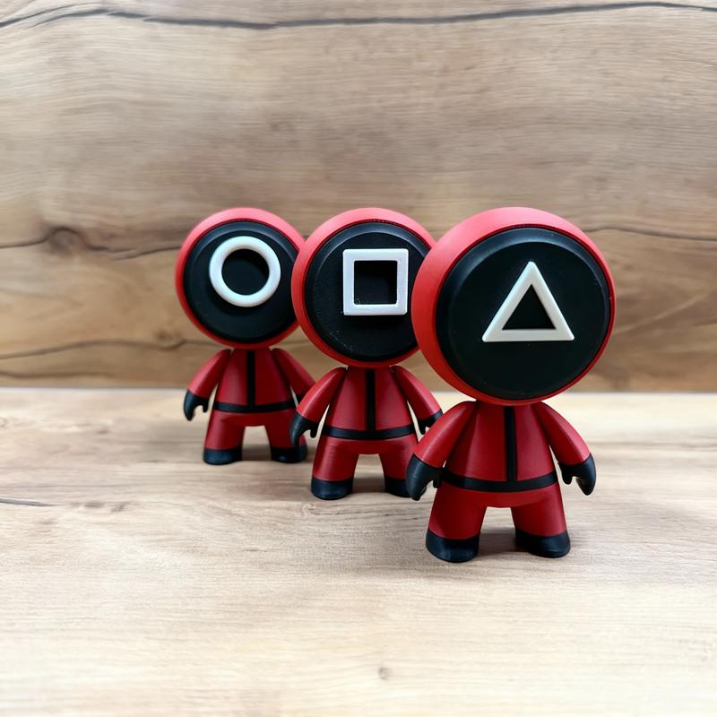 3D Printed Squid Game Character Figurines Set, Soldier Worker Manager Collectibles, Mystery Mask Man TV Series Accessories