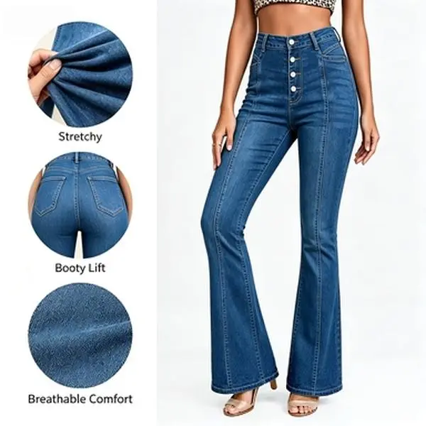 High Waisted Stretchy Crossover Denim Jeans for Women Flare Jeggings Bootcut Denim with Pockets Trendy & Flattering #Streetwear #outdoorfun #tiktokshopspringglowup #cute summer outfits#Summervibes #beachoutfit #summer outfits #4th of july outfits-1