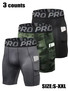 3-Pack Men's Compression Shorts for Gym, Quick-Dry Breathable Athletic Bottoms, Stretch Shorts, Slim-Fit Running & Basketball Shorts, Lightweight Athletic Shorts